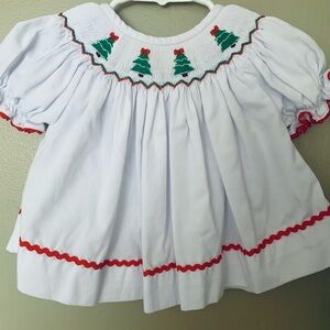 Trendy Toddler smocked Christmas dress